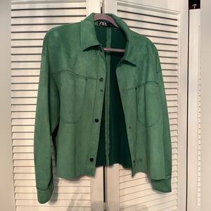 Faux suede cropped jacket